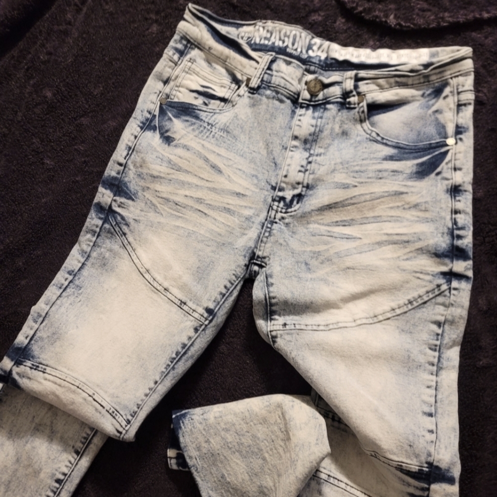 Mens acid washed denim jeans by Reason NY 32x30